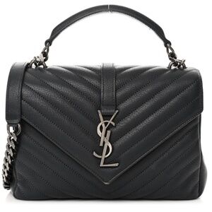 YSL Sheepskin Matelasse Chevron Monogram Medium College Bag